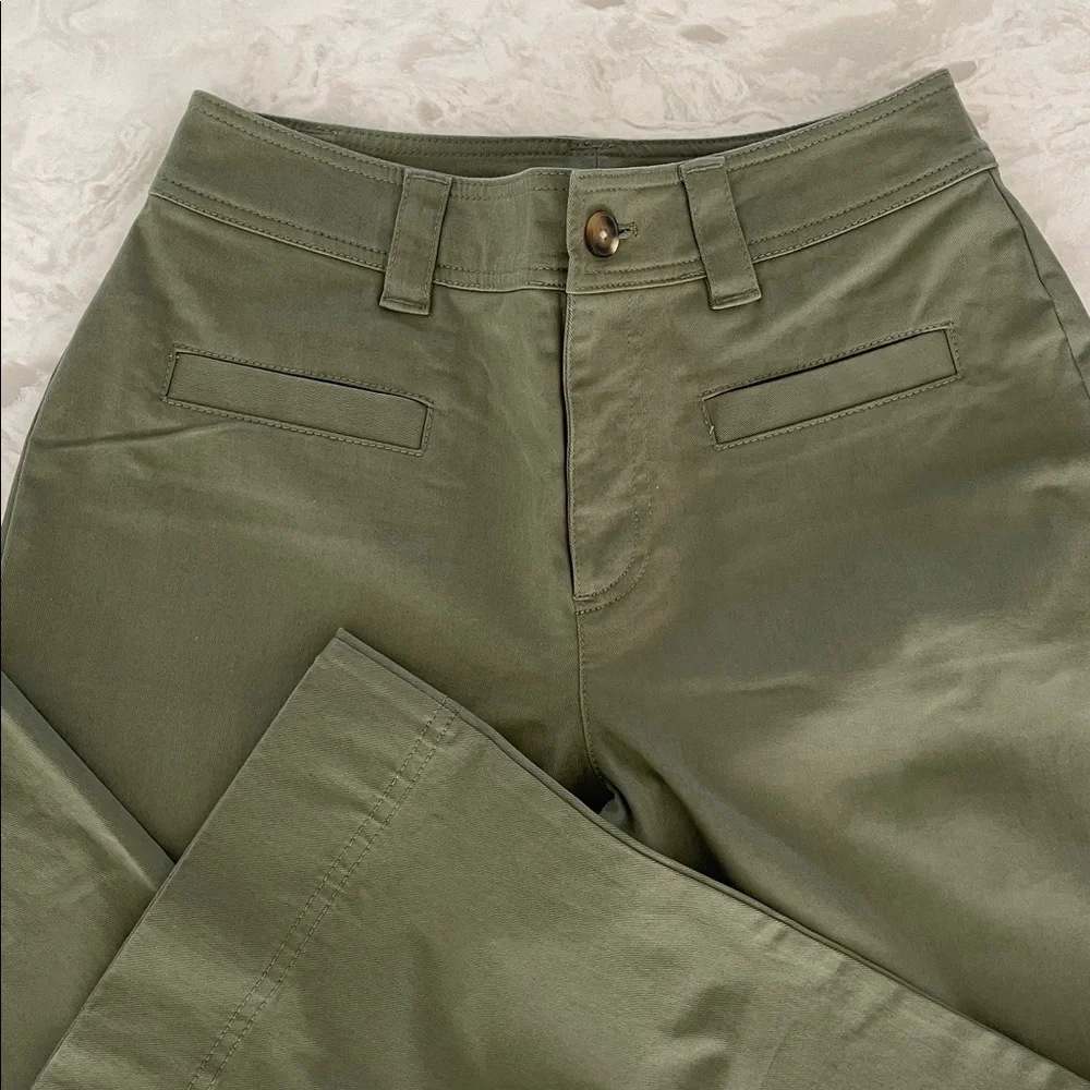 On 34th Women's High-Rise Wide-Leg Chino Pants Green size 2 - Picture 3 of 16